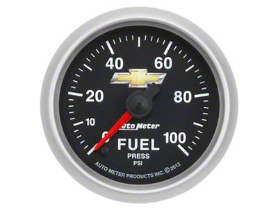 Autometer Fuel Pressure Gauge 2 1/16, 100Psi, Digital Stepper Motor, Chevy Gold Bowtie