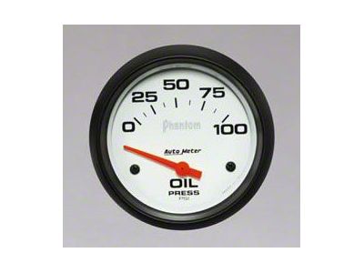 Auto Meter Phantom Series 2-1/16-Inch Oil Pressure Gauge; 0-100 PSI