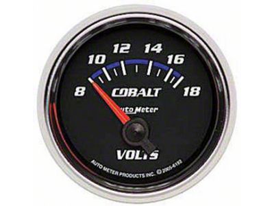 Auto Meter Cobalt Series 2-1/16-Inch Voltmeter Gauge; 8-18V