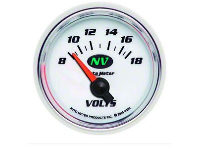 Auto Meter NV Series 2-1/16-Inch Voltmeter Gauge; 8-18V