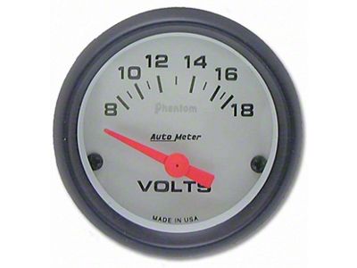 Auto Meter Phantom Series 2-1/16-Inch Voltmeter Gauge; 8-18V
