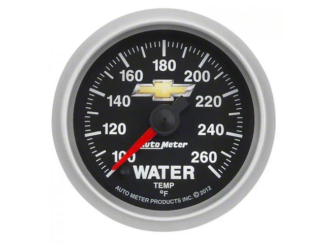 Autometer Water Temperature Gauge, 2 1/16, 100-260 Degree, Digital Stepper Motor, Chevy Gold Bowtie