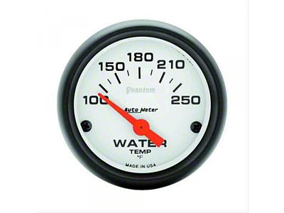 Auto Meter Phantom Series 2-1/16-Inch Water Temperature Gauge; 100-250 Fahrenheit