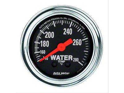 Auto Meter Traditional Chrome Series 2-1/16-Inch Water Temperature Gauge; 140-280 Fahrenheit; Mechanical