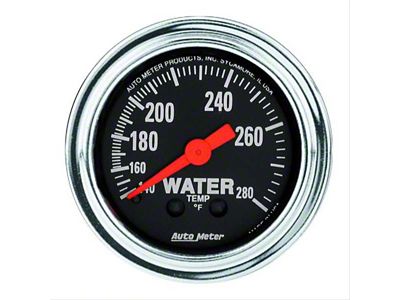 Autometer Water Temperature Gauge, Traditional Chrome, Mechanical