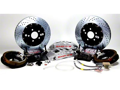 Baer Extreme+ Rear 5-Lug Big Brake Kit with 15-Inch Rotors; Silver Calipers (60-87 2WD Blazer, C10, C15, C20 w/ OE C-Clip Rear End)