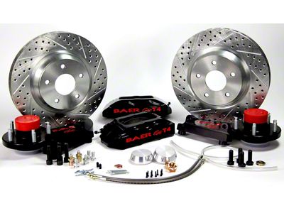 Baer Track4 Front Big Brake Kit with 13-Inch Rotors; Black Calipers (72-73 Thunderbird w/ 74-79 Spindles; 74-79 Thunderbird)