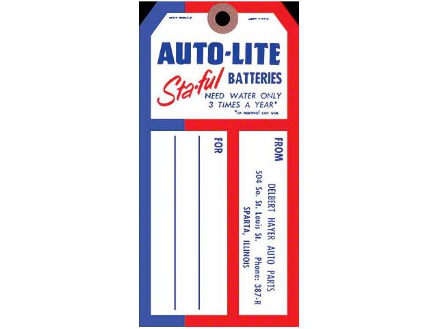 Battery Tag - Autolite Sta-Ful Batteries - Mercury