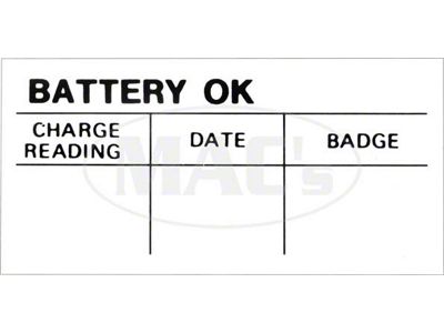 Battery Test OK Decal