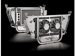 Be Cool Extreme Module Radiator Cooling System with Core Support; Silver/Black (1955 150, 210, Bel Air, Nomad w/ A/C, Manual Transmission & 700 HP LS Swap)