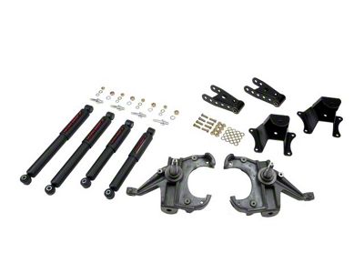 Belltech Lowering Kit with Nitro Drop II Shocks; 3-Inch Front / 4-Inch Rear (73-87 C10, C15 w/ 1-Inch Thick Front Rotors)