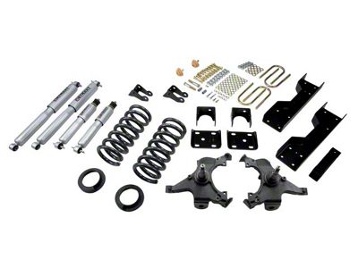 Belltech Lowering Kit with Street Performance Shocks; 2-Inch Front / 4-Inch Rear (88-98 C1500 Extended Cab)
