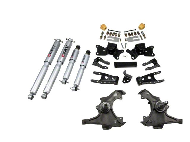 Belltech Lowering Kit with Street Performance Shocks; 3-Inch Front / 4-Inch Rear (1988 C3500 Extended Cab DRW)