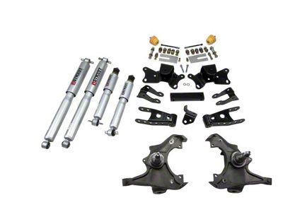 Belltech Lowering Kit with Street Performance Shocks; 3-Inch Front / 4-Inch Rear (1988 C3500 Extended Cab DRW)