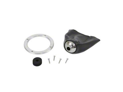 Billet Aluminum Round Shifter Boot Ring, Satin Finish, With Classic Shifter Boot, Lokar