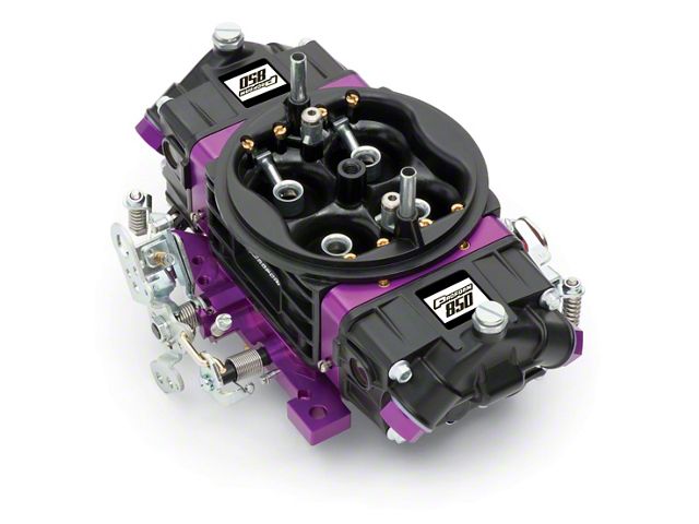 Black Race Series Carburetor; 850 CFM, Mechanical Secondary, Black & Purple