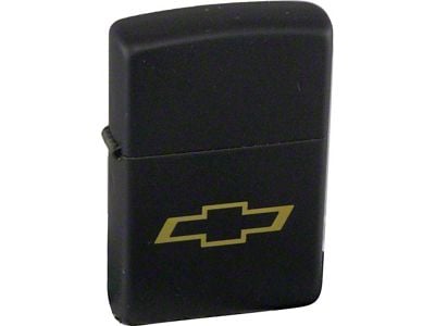 Black Steel Lighter, With Etched Chevy Bowtie, Zippo