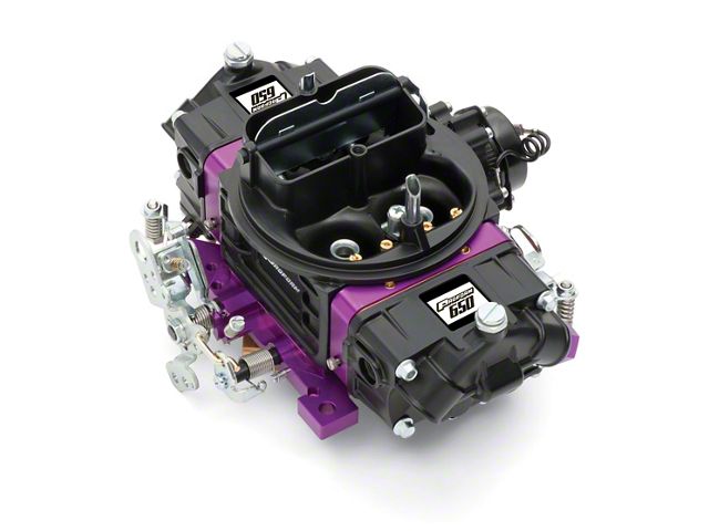 Black Street Series Carburetor; 650 CFM, Mechanical Secondary, Black & Purple