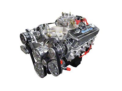 BluePrint Engines Big Block Chevy 454 C.I. 460 HP Deluxe Dressed Carbureted Crate Engine with Polished Pulley Kit