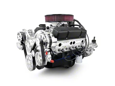BluePrint Engines Standard Edition Builder Series Small Block Chevy 383 C.I. 436 HP Fuel Injected Crate Engine and TKX Manual Transmission with Polished Pulley Kit