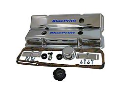 BluePrint Engines Small Block Chevy Valve Cover Kit; Chrome