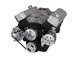 BluePrint Engines Standard Deck Big Block Chevy Front Accessory Drive V-Belt System with Alternator, Power Steering and Water Pump; Polished