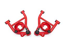 BMR Non-Adjustable Lower Control Arms with Spring Pockets; Delrin Bushings; Red (82-92 Camaro)