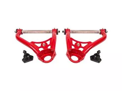 BMR Non-Adjustable Upper A-Arms; Delrin Bushings; Standard Ball Joint; Red (67-69 Camaro)