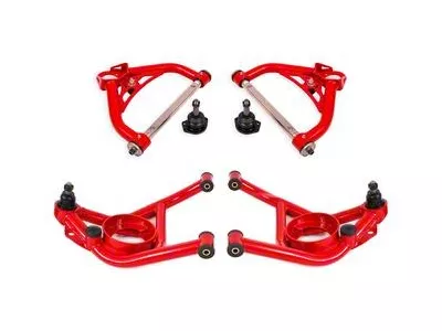 BMR Non-Adjustable Upper and Lower A-Arms; Red (70-81 Camaro)