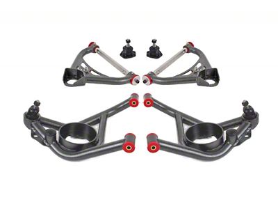 BMR Non-Adjustable Upper and Lower Control Arms; Polyurethane Bushings; Black Hammertone (70-81 Camaro)