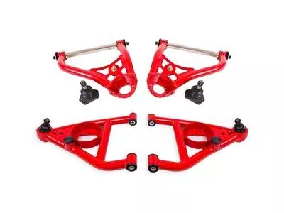 BMR Pro-Touring Non-Adjustable Upper and Lower A-Arms; Red (67-69 Camaro)