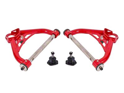 BMR Non-Adjustable Upper Control Arms with Standard Ball Joints; Delrin Bushings; Red (70-81 Firebird)