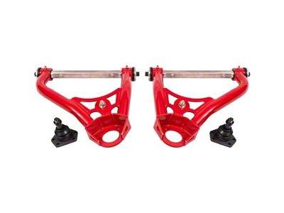 BMR Non-Adjustable Upper A-Arms; Delrin Bushings; Standard Ball Joint; Red (67-69 Firebird)