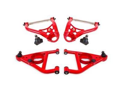 BMR Pro-Touring Non-Adjustable Upper and Lower A-Arms; Red (67-69 Firebird)