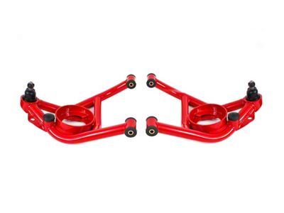 BMR Non-Adjustable Lower Control Arms with Standard Ball Joints; Delrin Bushings; Red (75-79 Nova)