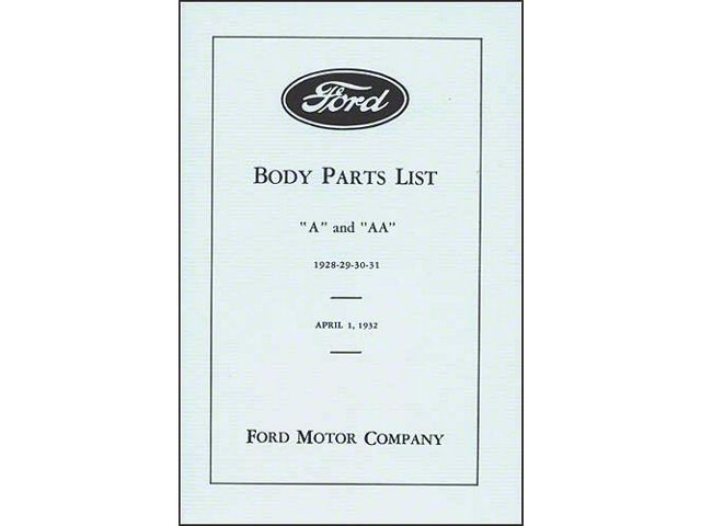Body Parts List - A & AA - 1928-1931