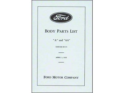 Body Parts List - A & AA - 1928-1931