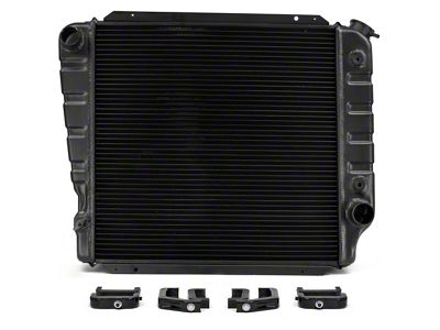 20-Inch 3-Row MaxCore Aluminum Radiator with Mounting Brackets; Stealth Black (66-77 V8 Bronco)