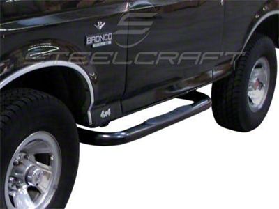 3-Inch Round Side Step Bars; Black (80-96 Bronco)