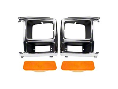 Headlight Bezels with Parking Lights; Chrome (81-86 Bronco)