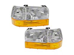 Headlights with Parking and Corner Lights; Chrome Housing; Clear Lens (92-96 Bronco)