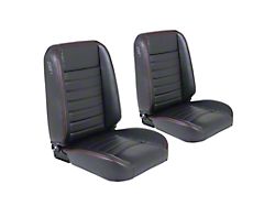 Cruiser Collection Classic Bucket Seats; Black Madrid Vinyl with Blue Stitching (Universal; Some Adaptation May Be Required)