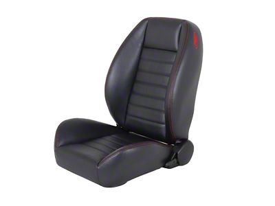 TMI Cruiser Low Back Bucket Seats; Black Madrid Vinyl with Blue Stitching (Universal; Some Adaptation May Be Required)