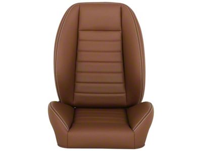 TMI Cruiser Collection Low Back Bucket Seats; Saddle Brown Vinyl with White Stitching (Universal; Some Adaptation May Be Required)