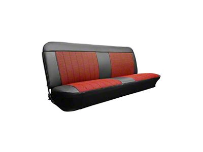 Brothers Trucks Custom Houndstooth Bench Seat Upholstery Kit; Black Vinyl and Red (60-66 C/K10)