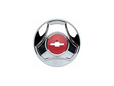 Brothers Trucks Pop-On Hub Cap Set for Factory 15-Inch Wheels; Chrome/Red (64-66 C/K10)