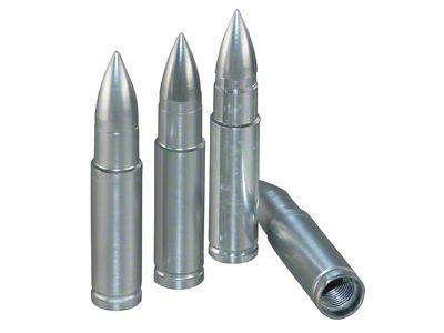 Bullet Cartridge Valve Stem Caps, Polished Aluminum