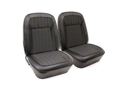 Deluxe Interior Front Bucket Seat Upholstery Kit; Black Leather (1969 Camaro)