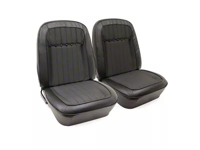 Deluxe Interior Front Bucket Seat Upholstery Kit; Black Premium Stitched Vinyl (1969 Camaro)