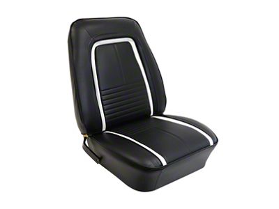 Deluxe Interior Front Bucket Seat Upholstery Kit; Black/White Leather (1967 Camaro)